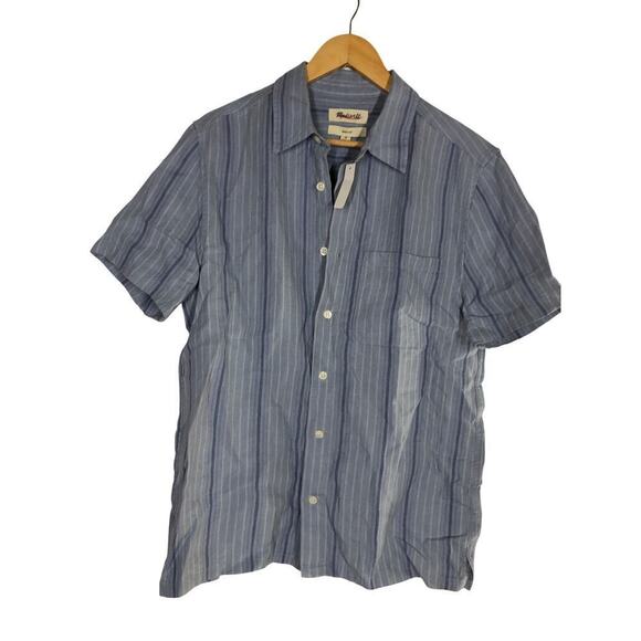 Madewell Easy  Shirt  Linen Short Sleeve Dusty Pool NWT S - Picture 4 of 9
